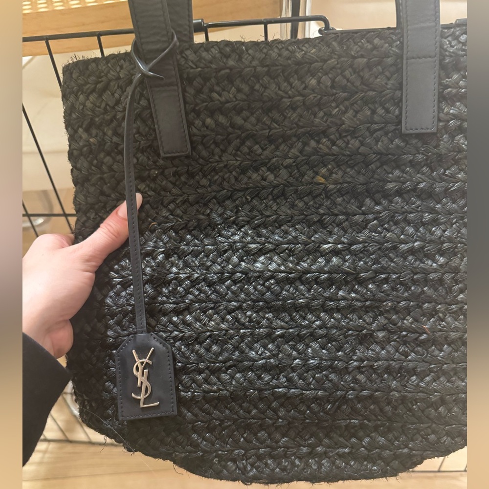 YSL Black Woven Tote with Leather straps and interior - rare